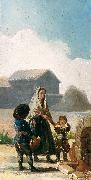 Francisco de Goya A woman and two children by a fountain Spain oil painting artist